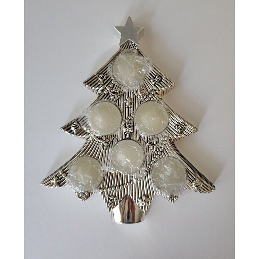 International Silver Company 6 Tealight Christmas Tree Candle Holder 8 L x 10 H